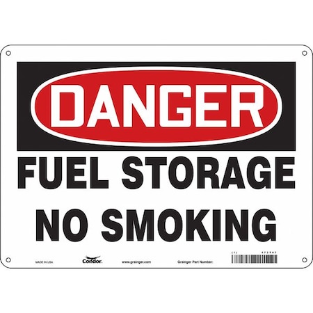 No Smoking Sign, 10 H, 14 In W, Polyethylene, Horizontal Rectangle, English, 473T67