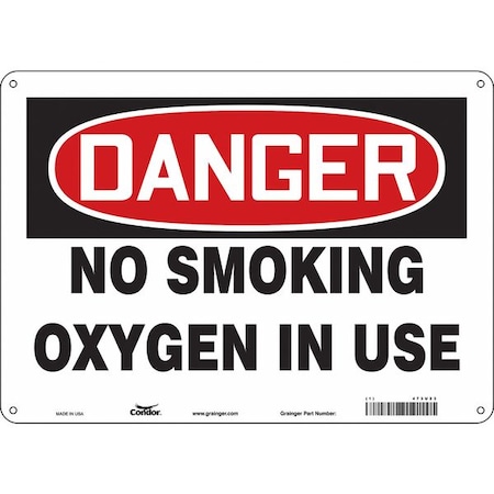 No Smoking Sign, 10 H, 14 In W,  Horizontal Rectangle, English, 473U23