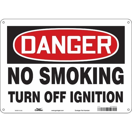 No Smoking Sign, 10 H, 14 In W,  Horizontal Rectangle, English, 473U54
