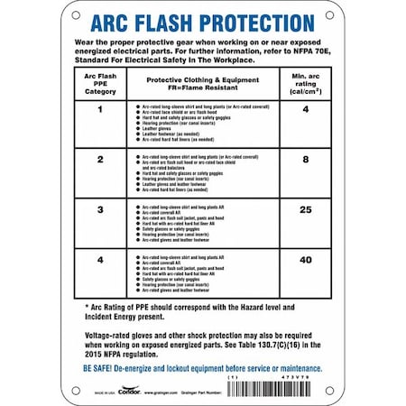 Safety Sign, 10 In Height, 7 In Width, Aluminum, Horizontal Rectangle, English, 473V79