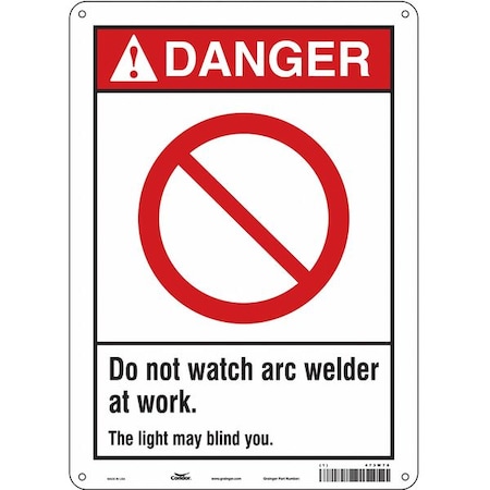 Safety Sign, 14 In Height, 10 In Width, Polyethylene, Vertical Rectangle, English, 473W78