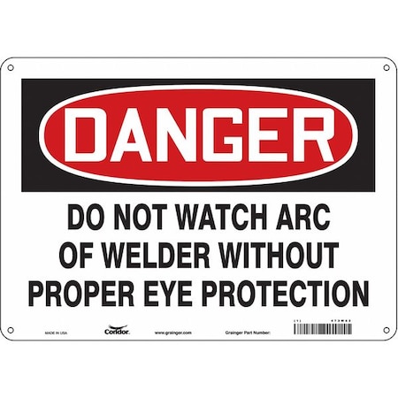 Safety Sign, 10 In Height, 14 In Width, Aluminum, Horizontal Rectangle, English, 473W62