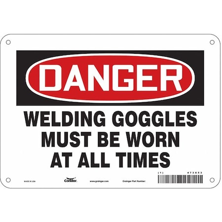 Safety Sign, 7 In Height, 10 In Width, Polyethylene, Vertical Rectangle, English, 473X53