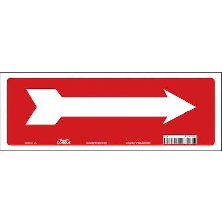 Directional Arrow Sign, No Text, 14 W, 5 H, Vinyl, Red, White