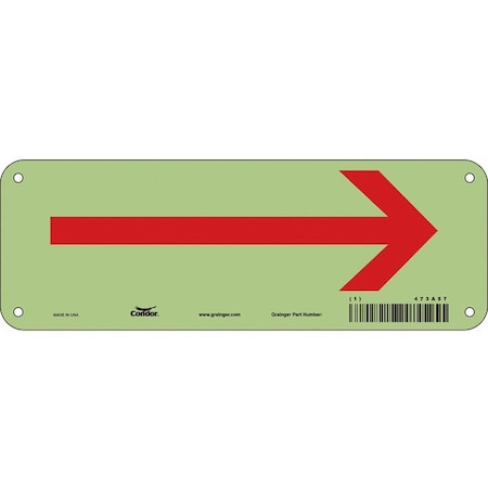 Directional Arrow Sign, No Text, 10 W, 3-1/2 H, Plastic, White