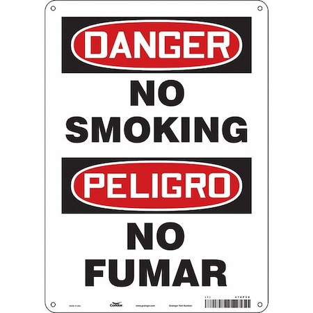 Safety Sign, 14 In H, 10 W, Polyethylene, Vertical Rectangle, English, Spanish, 474P52