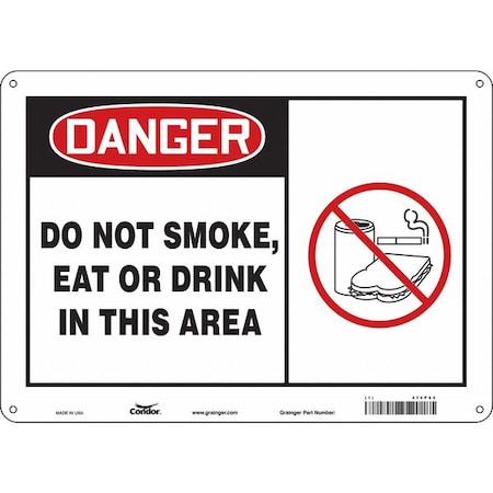 Safety Sign, 10 H, 14 In W, Polyethylene, Horizontal Rectangle, English, 474P62