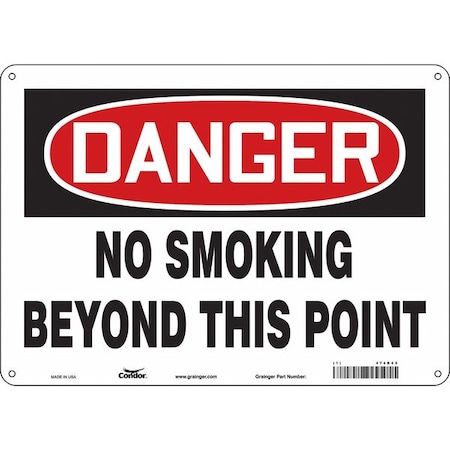 Safety Sign, 10 H, 14 In W, Polyethylene, Horizontal Rectangle, English, 474R45