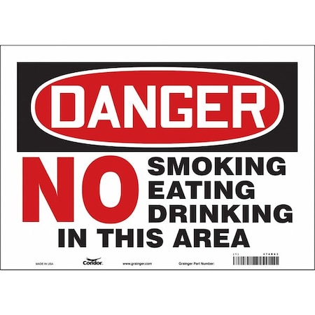 Safety Sign, 10 H, 14 In W, Vinyl, Horizontal Rectangle, English, 474R63