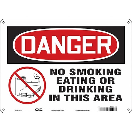 Safety Sign, 10 H, 14 In W, Polyethylene, Horizontal Rectangle, English, 474R67