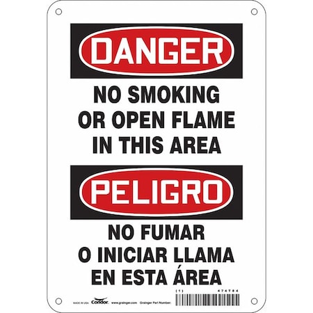 Safety Sign, 10 H, 7 In W, Polyethylene, Horizontal Rectangle, English, Spanish, 474T84
