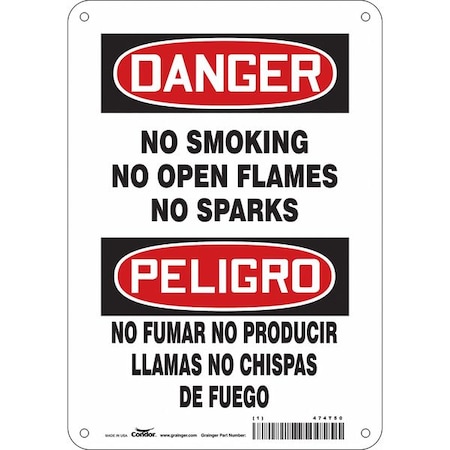 Safety Sign, 10 H, 7 In W, Polyethylene, Horizontal Rectangle, English, Spanish, 474T50