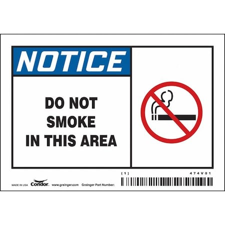 Safety Sign, 3 1/2 In H, 5 In W, Vinyl, Horizontal Rectangle, English, 474V01