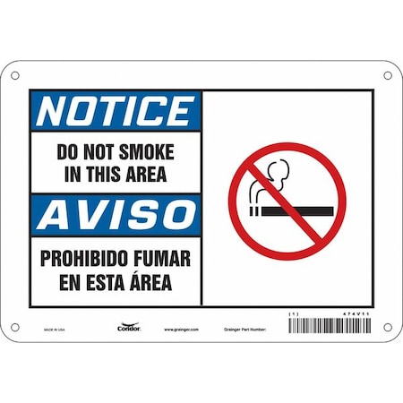 Safety Sign, 7 H, 10 W,  Vertical Rectangle, English, Spanish, 474V11