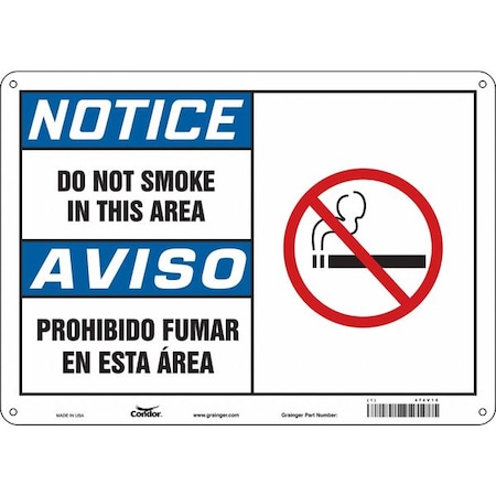 Safety Sign, 10 H, 14 In W, Polyethylene, Horizontal Rectangle, English, Spanish, 474V15