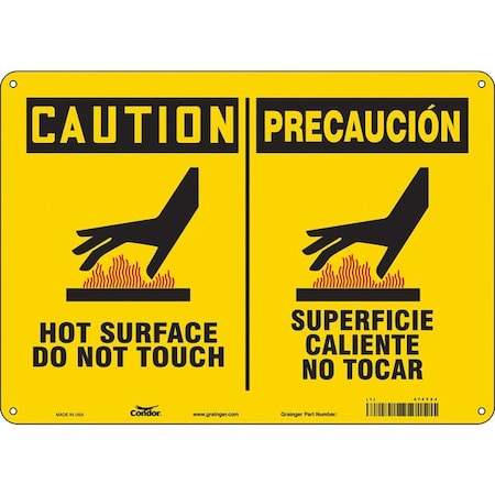 Danger Sign, 10 In H, 14 In W, Aluminum, Horizontal Rectangle, English, Spanish, 474Y24