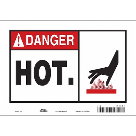 Danger Sign, 7 In H, 10 In W, Vinyl, Vertical Rectangle, English, 474Z03