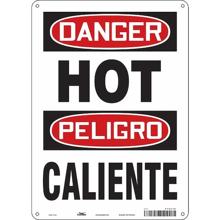 Safety Sign, 14 In Height, 10 In Width, Aluminum, Vertical Rectangle, English, Spanish, 474Z30