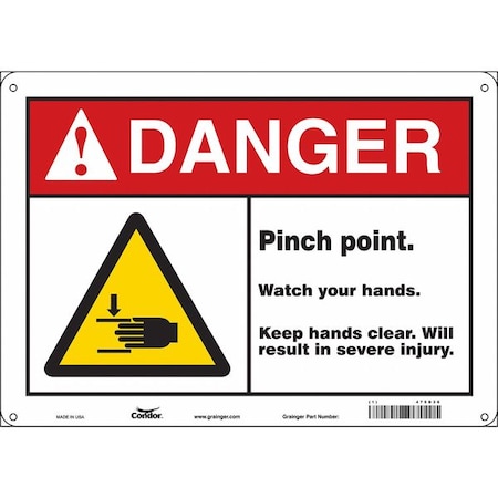 Safety Sign, 10 In Height, 14 In Width, Polyethylene, Horizontal Rectangle, English, 475D36