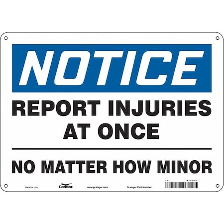 Safety Sign, 10 In Height, 14 In Width, Aluminum, Horizontal Rectangle, English, 475G82