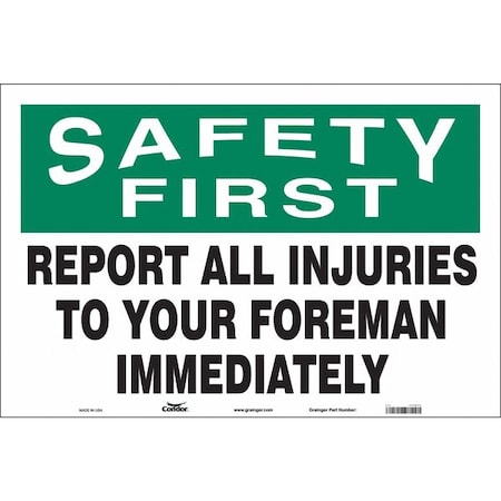 Safety Sign, 24 In Height, 36 In Width, Vinyl, Horizontal Rectangle, English