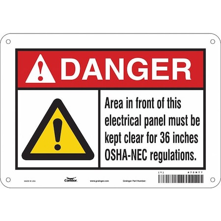 Safety Sign, 7 In Height, 10 In Width, Polyethylene, Vertical Rectangle, English, 475N77