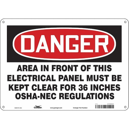 Safety Sign, 10 In Height, 14 In Width, Aluminum, Horizontal Rectangle, English, 475N67