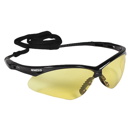 Safety Glasses, Wraparound Amber Polycarbonate Lens, Anti-Fog