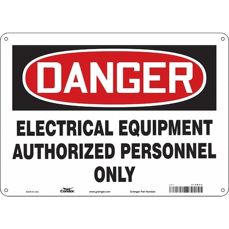 Safety Sign, 10 In Height, 14 In Width, Aluminum, Horizontal Rectangle, English, 475R42