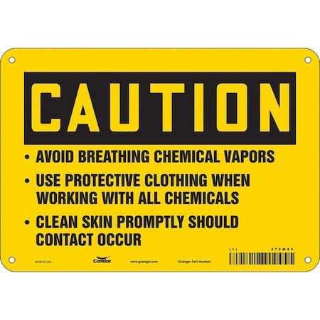 Chemical Sign, 7 In H, 10 In W, Vertical Rectangle, English, 475W85