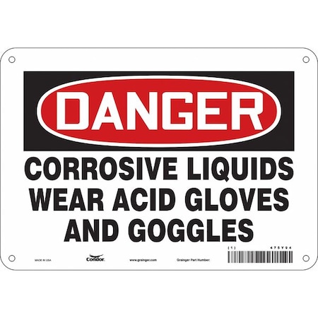 Chemical Sign, 7 In Height, 10 In Width, Polyethylene, Vertical Rectangle, English