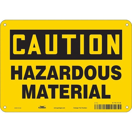 Chemical Sign, 7 In H, 10 In W, Polyethylene, Vertical Rectangle, English, 475Y48