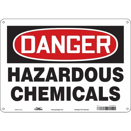 Chemical Sign, 10 In H, 14 In W, Polyethylene, Horizontal Rectangle, English, 475Z57