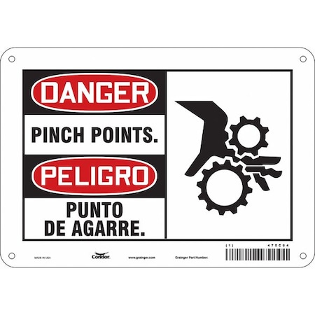 Safety Sign, 7 In Height, 10 In Width, Aluminum, Vertical Rectangle, English, Spanish, 475C94