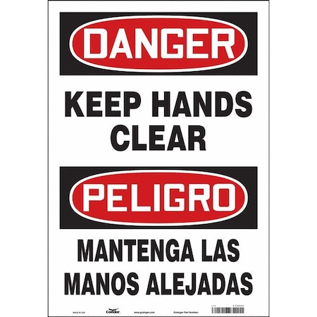 Safety Sign, 20 In Height, 14 In Width, Vinyl, Vertical Rectangle, English, Spanish