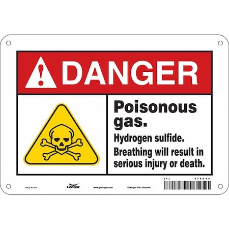 Safety Sign, 7 In Height, 10 In Width, Polyethylene, Vertical Rectangle, English, 476D35