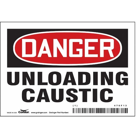Safety Sign, 3 1/2 In Height, 5 In Width, Vinyl, Horizontal Rectangle, English, 476F13