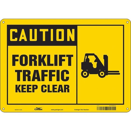 Safety Sign, 10 In Height, 14 In Width, Polyethylene, Horizontal Rectangle, English, 476N64