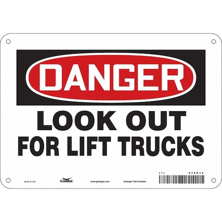 Safety Sign, 7 In Height, 10 In Width, Aluminum, Vertical Rectangle, English, 476R19