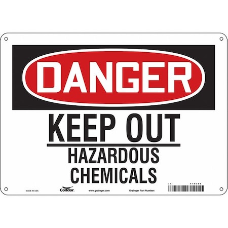 Chemical Sign, 10 In H, 14 In W, Polyethylene, Horizontal Rectangle, English, 476C55