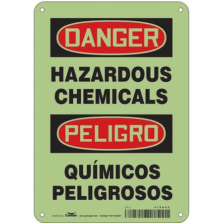 Safety Sign, 10 In H, 7 In W, Polyethylene, Horizontal Rectangle, English, Spanish, 476A42