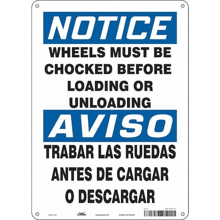Safety Sign, 14 In Height, 10 In Width, Vinyl, Vertical Rectangle, English, Spanish, 477F71