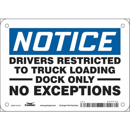 Safety Sign, 5 In Height, 7 In Width, Vinyl, Horizontal Rectangle, English, 477F12