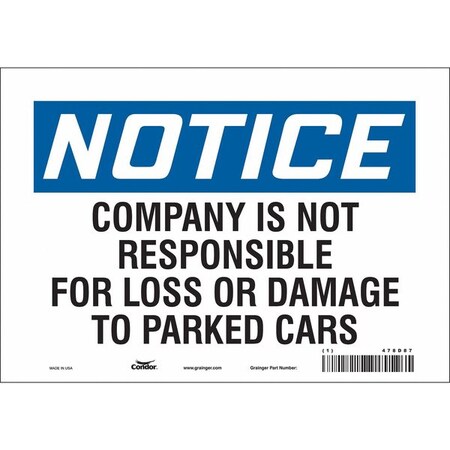 Parking Lot Damage Advisory Sign,7x10, 478D87