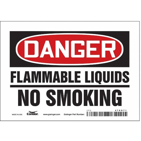 Safety Sign, 5 In H, 7 In W, Vinyl, Horizontal Rectangle, English, 478G71