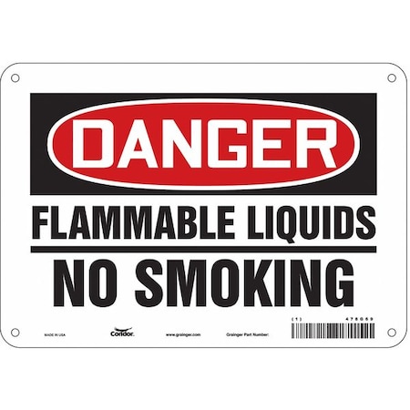 Danger Sign, 7 H, 10 W, Polyethylene, Vertical Rectangle, English, 478G69