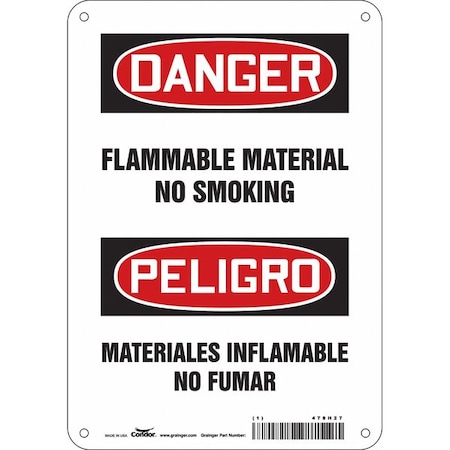 Safety Sign, 10 H, 7 In W, Polyethylene, Horizontal Rectangle, English, Spanish, 478H27