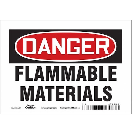 Danger Sign, 5 In H, 7 In W, Vinyl, Horizontal Rectangle, English, 478H60