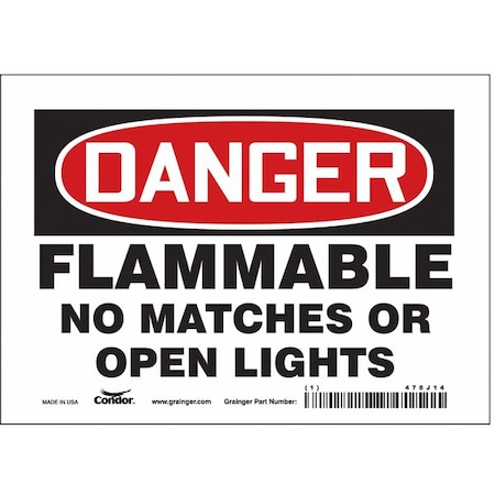 Safety Sign, 5 In Height, 7 In Width, Vinyl, Horizontal Rectangle, English, 478J14