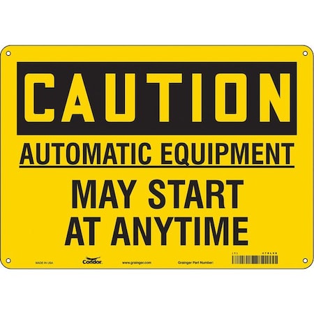 Safety Sign, 10 In Height, 14 In Width, Polyethylene, Horizontal Rectangle, English, 478L98